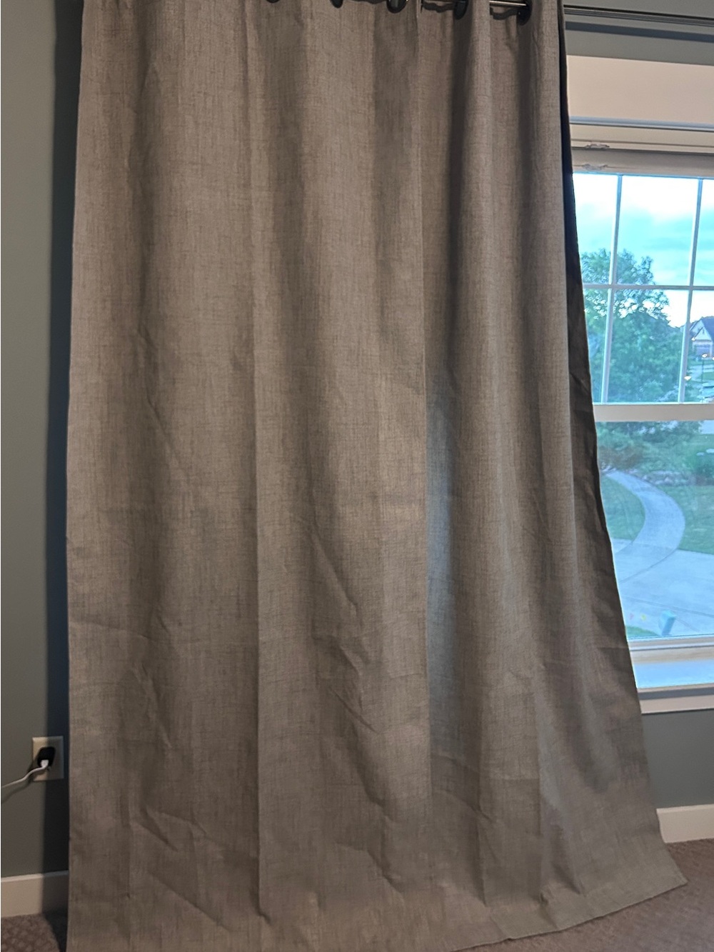 2 panel - Gray Textured Blackout Curtains